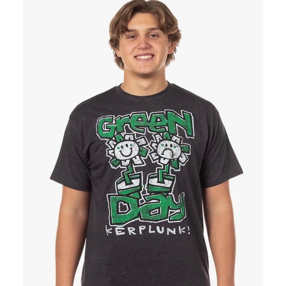 Green Day Kerplunk Men's Graphic T-Shirt Distressed Style Flower Band Tee‎ xl